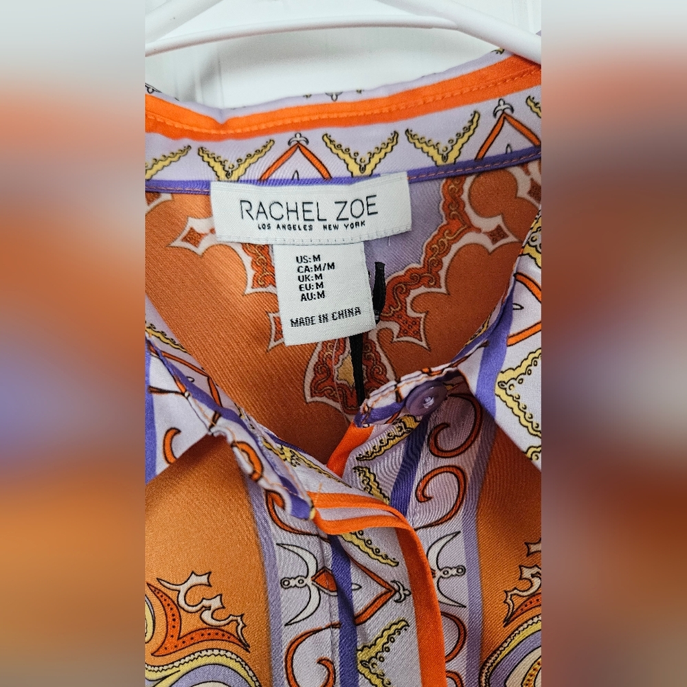 Rachel Zoe Orange and Purple Button-Up Shirt - Picture 2 of 6